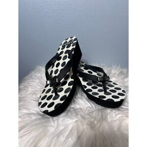 Coach Alessa Wedge Bow Sandals Flip Flop Black & White Polka Dot Sz 6 No Box New